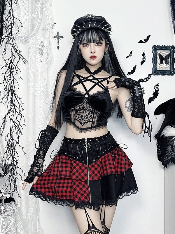 cutiekill-y2k-black-red-mix-up-gothic-skirt-ah0768-9